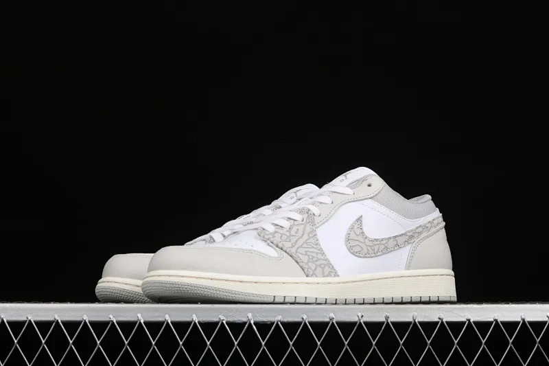 All categories Air Jordan Jordan series basketball shoes Air Jordan 1 Low G version pure original Air Jordan 1 Low Prm "Elephant Print" AJ1 Joe 1 low top white gray crackle pattern DH4269-100